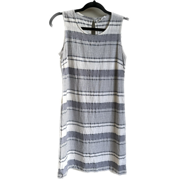 Artisan NY Linen Blue/Ivory Stripe Sheath Dress Sz. 2 - Picture 1 of 5